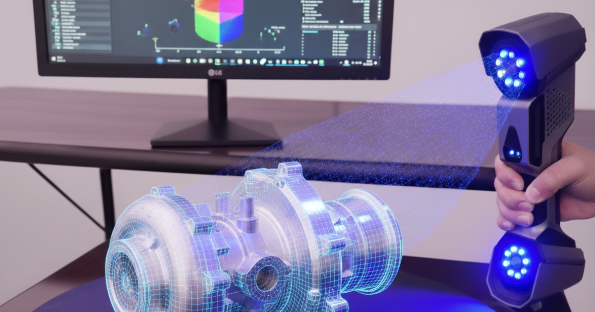 Scanning the object with blue light 3D Scanner