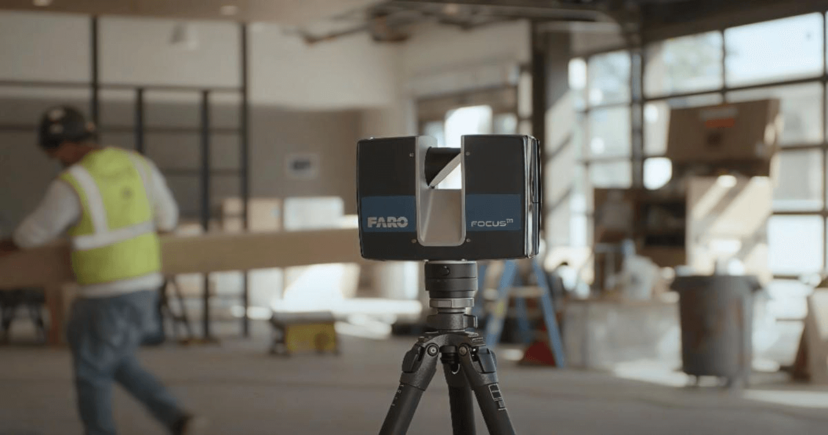 FARO Focus 3D scanner on tripod for surveying.