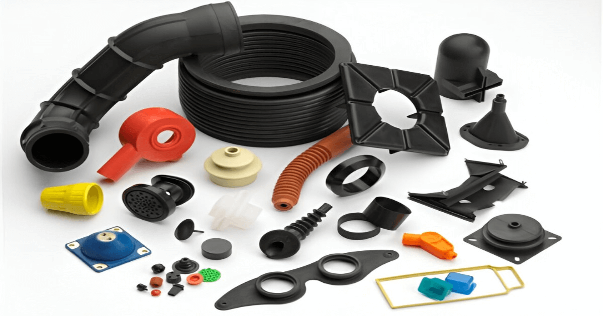 Rubber-modlingA collection of various plastic parts and accessories, showcasing options for rubber moulding services.