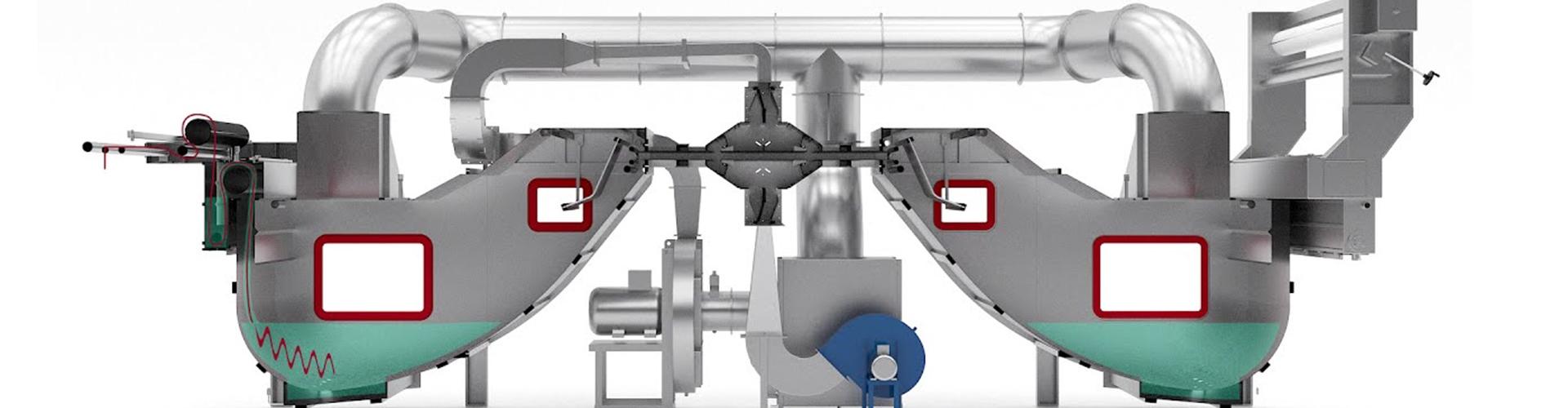 Advanced machinery in a textiles manufacturing plant.